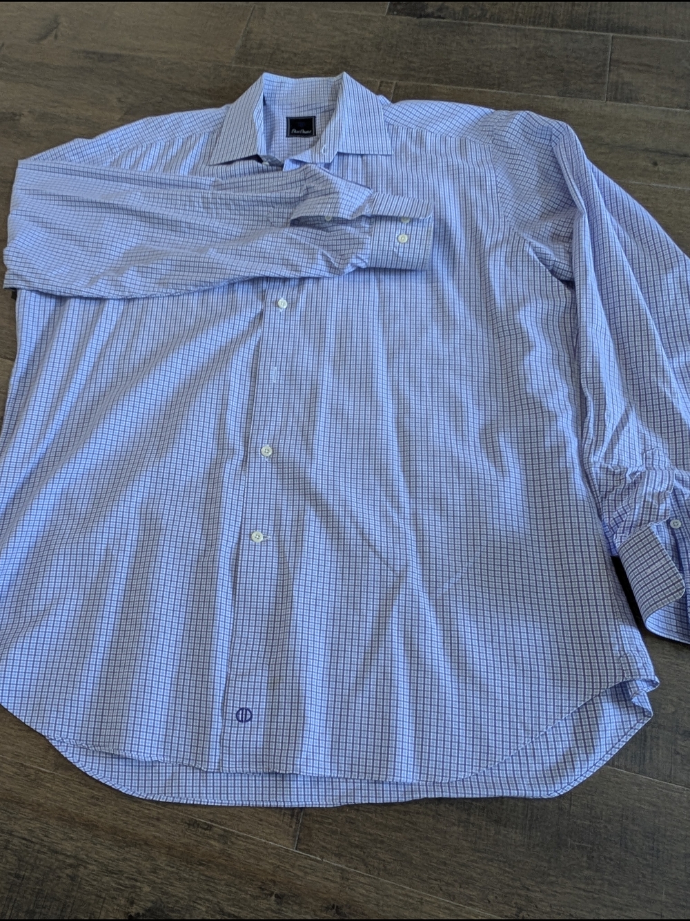 David Donahue Light Blue Checked Dress Shirt